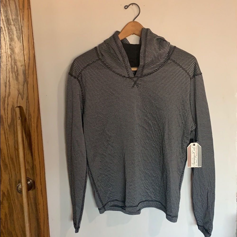 Mediumweight Black & Grey Stripe Hoodie New